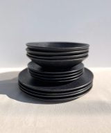 black tableware set pasta plates - black stone - handmade ceramics - modern portuguese tableware at UNRO
