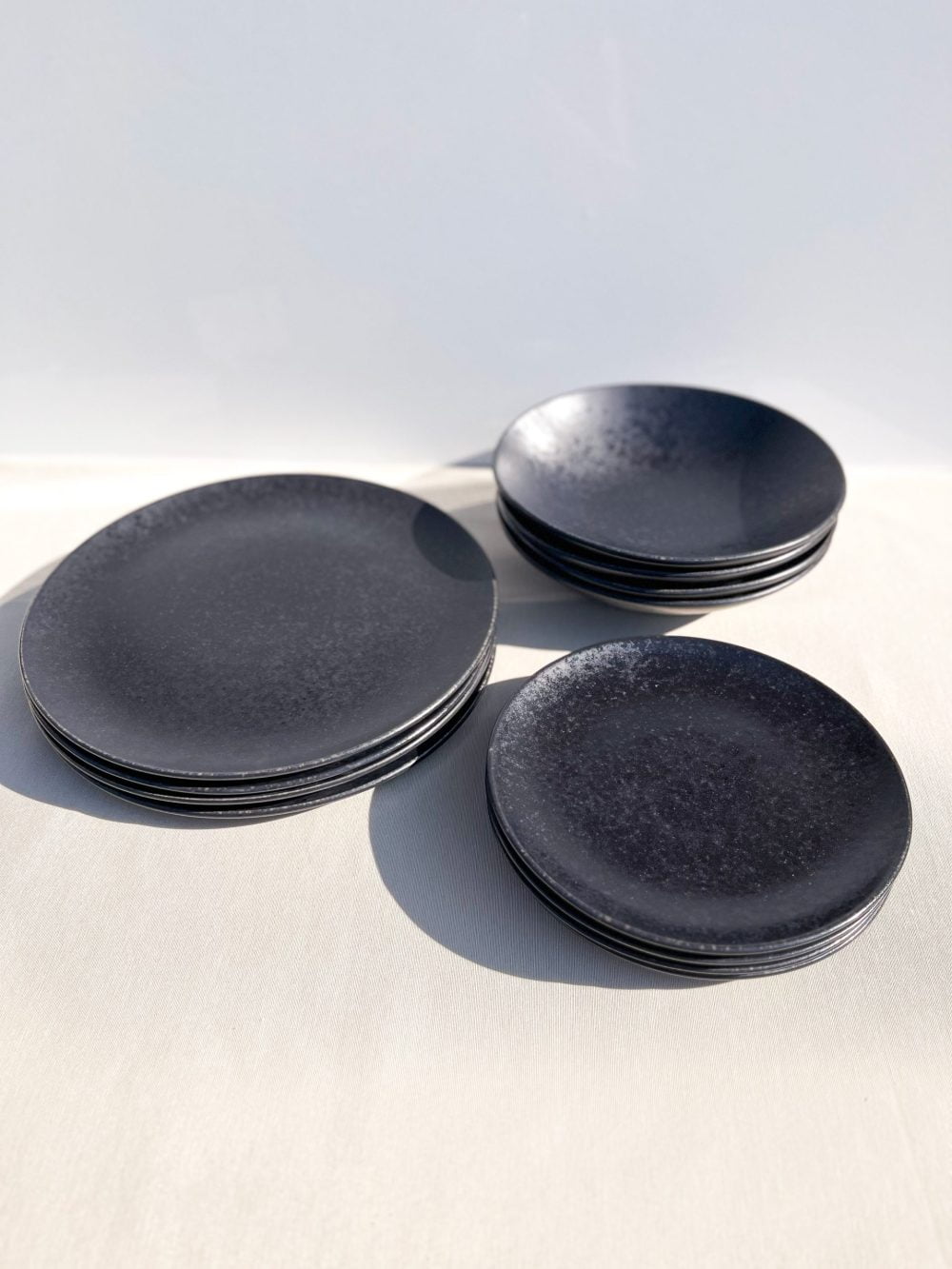black tableware set pasta plates - black stone - handmade ceramics - modern portuguese tableware at UNRO