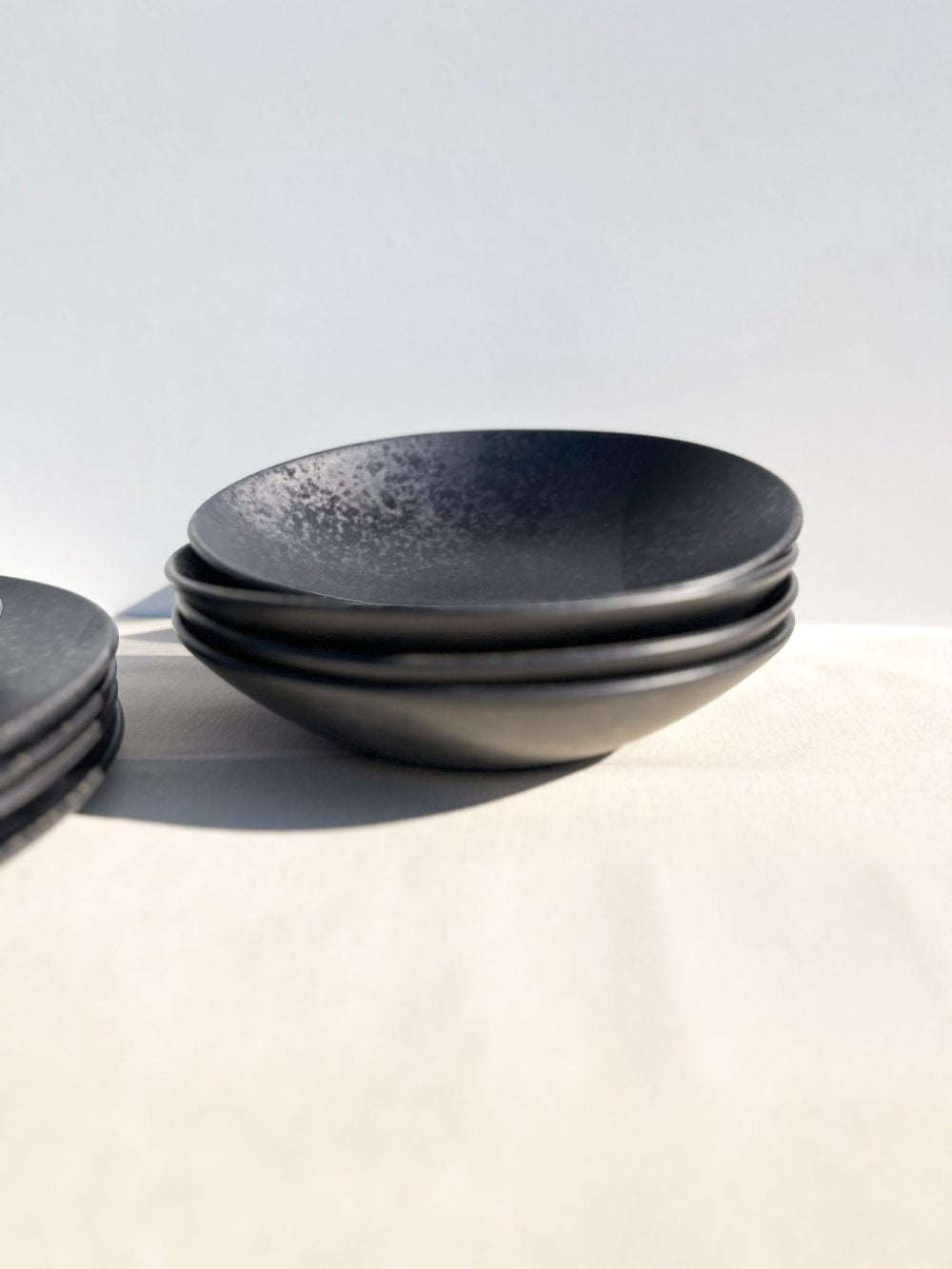 black pasta plates set - black stone -handmade ceramics - modern portuguese tableware at UNRO