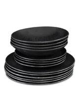 black tableware set pasta plates