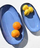 coupe à fruits bleue ovale