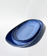 blauwe keramische schalen set van 2