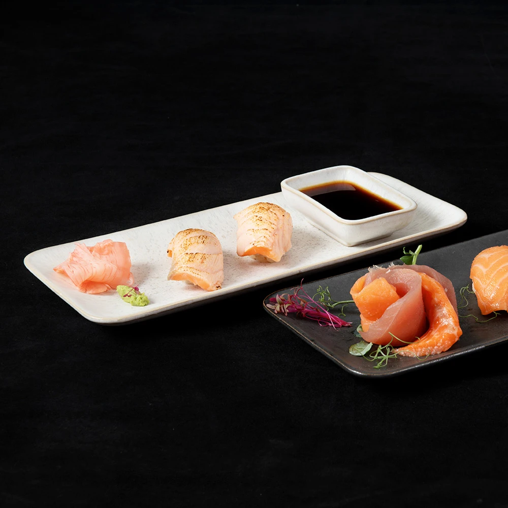 white sushi plate